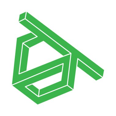 İmkansız şekiller. Kutsal geometri figürleri. Optik illüzyon logosu. Soyut sonsuz geometrik nesneler. İmkansız sonsuz özet. Optik sanat. Beyaz arkaplanda imkansız geometri şekli.