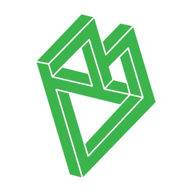 Escher paradoksu geometrisi. Optik yanılsama objeleri. Kutsal geometrik figürler. Optik sanat logosu. İmkansız şekiller. 