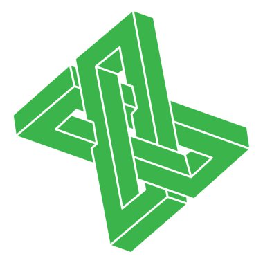 İmkânsız optik illüzyon şekilleri. Optik sanat objeleri. İmkansız rakamlar. Gerçekdışı geometrik nesne. Logo. 