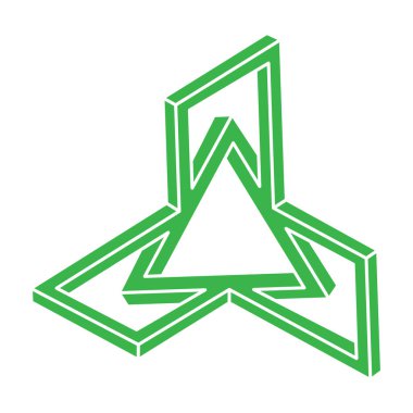 İmkansız şekiller. Optik yanılsama. Kutsal geometri figürleri. Soyut sonsuz geometrik nesneler. İmkansız sonsuz özet. Optik sanat. Beyaz arka planda imkansız geometri şekli. Logo.