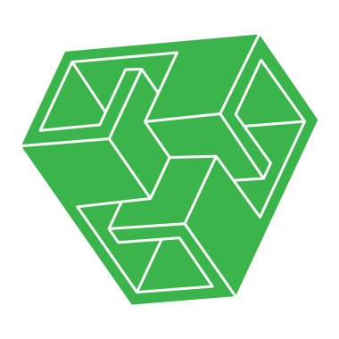 Logo. İmkansız şekil, optik illüzyon, vektör. Optik sanat objeleri. Geometrik şekil. Satır sanatı.