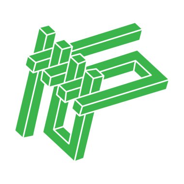 Optik illüzyon şekilleri. Escher tarzı. Optik sanat objeleri. İmkansız rakamlar. Kutsal geometri logosu. 