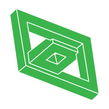 İmkansız şekiller. Kutsal geometri figürleri. Optik yanılsama. Soyut sonsuz geometrik nesne. İmkansız sonsuz özet. Optik sanat. Beyaz arka planda imkansız geometri şekli. Escher tarzı.