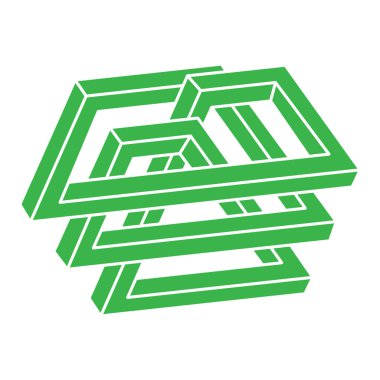 İmkansız şekiller, optik illüzyon logosu, vektör. Optik sanat objeleri. Geometrik şekiller. 