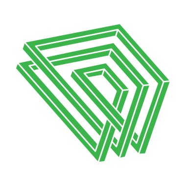 İllüzyon şekilleri. 3 boyutlu geometri logosu. Optik illüzyon figürleri. Kutsal geometri nesnesi. 