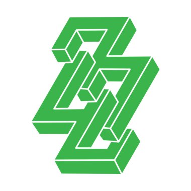 İmkânsız optik illüzyon şekilleri. Optik sanat objeleri. İmkansız rakamlar. Gerçek dışı geometrik logo. 