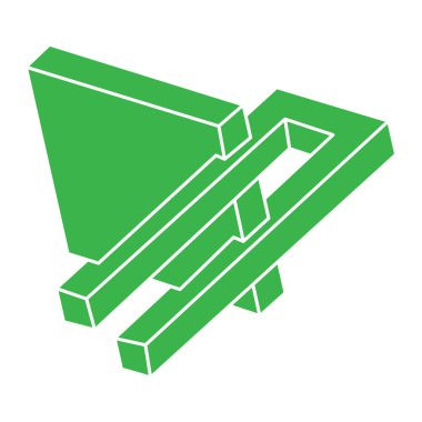 Optik illüzyon logosu. İmkansız şekiller. Optik sanat objeleri. Escher paradoksu. Geometrik şekiller. 