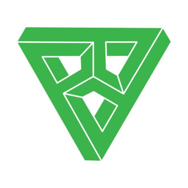 İmkansız şekiller, optik illüzyon logosu, vektör üçgeni. Optik sanat objeleri. Geometrik şekiller. 
