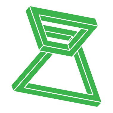 İmkansız şekiller. Kutsal geometri figürü. Optik yanılsama. Soyut sonsuz geometrik nesne. İmkansız sonsuz özet. Optik sanat. Beyaz arka planda imkansız geometri şekli. Escher tarzı.