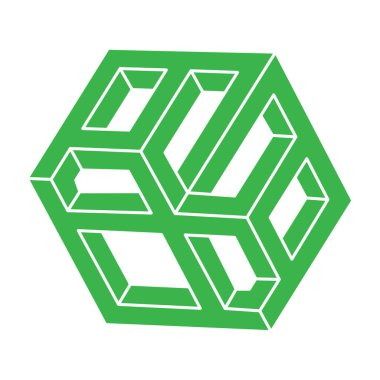İllüzyon şekilleri. 3 boyutlu geometri objesi. Optik illüzyon figürü. Kutsal geometri. Logo. 