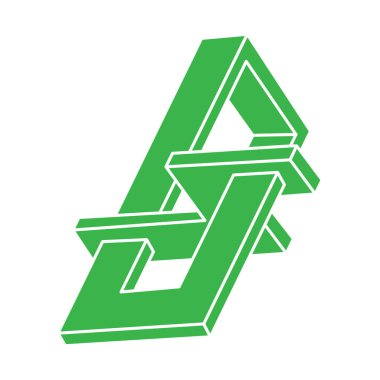 İmkansız şekiller. Optik yanılsama. Kutsal geometri figürleri. Soyut sonsuz geometrik nesneler. İmkansız sonsuz özet. Optik sanat. Beyaz arka planda imkansız geometri şekli. Logo.