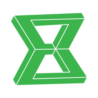 İmkansız şekiller, optik yanılsama, vektör. Optik sanat objesi. Logo. Geometrik şekil. 