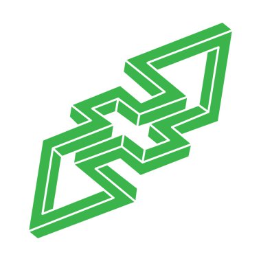 İmkânsız optik illüzyon şekilleri. Logo. Optik sanat objeleri. İmkansız rakamlar. Çizgi çalışması. Gerçekdışı geometrik nesne. 