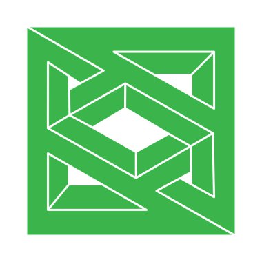 Logo. İmkansız şekiller, optik yanılsama, vektör. Optik sanat objeleri. Geometrik şekiller. Satır sanatı. 