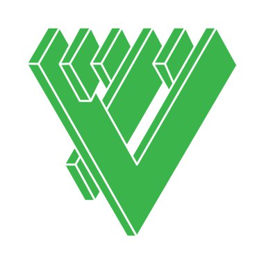 Optik illüzyon logosu. İmkansız bir şekil. Kutsal geometri figürü. Soyut sonsuz geometrik nesne. İmkansız sonsuz özet. Optik sanat. Beyaz arkaplanda imkansız geometri şekli.