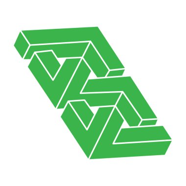 İllüzyon şekilleri. Üç boyutlu geometri objeleri. Optik illüzyon figürleri. Kutsal geometri logosu. 