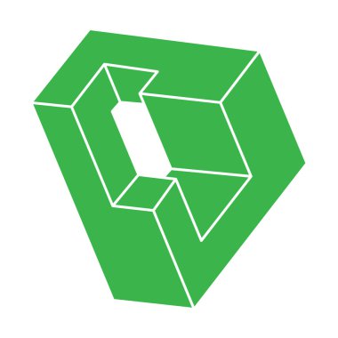 İmkansız şekiller. Kutsal geometri. Optik illüzyon figürleri. Soyut sonsuz geometrik nesneler. İmkansız sonsuz ana hatları. Optik sanat. Beyaz arkaplanda imkansız geometri şekli.