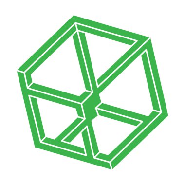 İmkansız şekiller. Kutsal geometri logosu. Optik illüzyon figürü. Soyut sonsuz geometrik nesneler. İmkansız sonsuz ana hatları. Optik sanat. Beyaz arkaplanda imkansız geometri şekli.