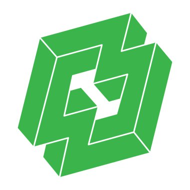 Logo. İmkansız şekiller, optik yanılsama, vektör. Optik sanat objeleri. Geometrik şekiller. Satır sanatı. 