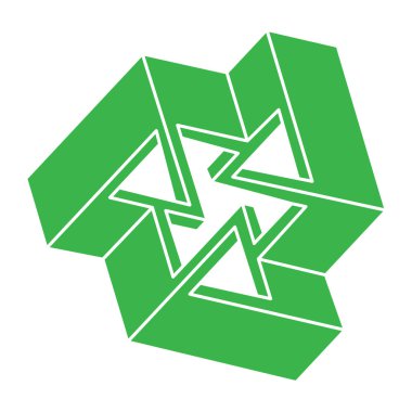 İmkansız şekiller, optik illüzyon logosu, vektör. Optik sanat objeleri. Geometrik şekiller. 