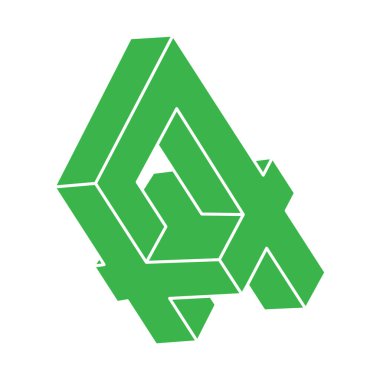 İmkansız şekiller, optik illüzyon logosu, vektör. Optik sanat objeleri. Geometrik şekiller. 