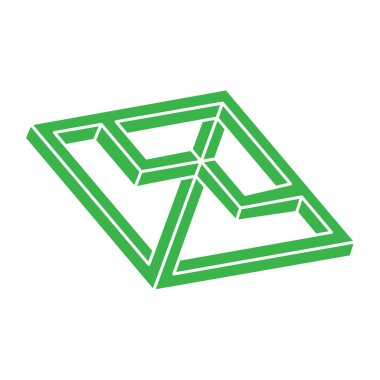 İmkansız şekiller. Kutsal geometri figürleri. Optik yanılsama. Soyut sonsuz geometrik nesneler. İmkansız sonsuz özet. Logo. Beyaz arka planda imkansız geometri nesnesi. Optik sanat.