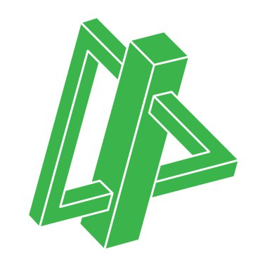 Optik illüzyon logosu. İmkansız vektörü şekillendirir. Optik sanat objeleri. Geometrik şekiller. Escher paradoksu. 