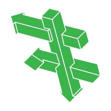 İmkansız şekiller. Optik illüzyon logosu. Soyut sonsuz geometrik nesne. İmkansız sonsuz oklar. Beyaz arka planda imkansız geometri sembolü. Optik sanat figürleri.