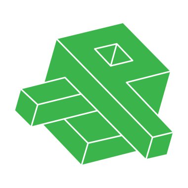 Logo. İmkansız şekiller, optik yanılsama, vektör. Optik sanat objeleri. Geometrik şekiller. Satır sanatı. 