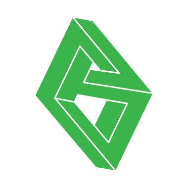 Optik yanılsama. İmkansız şekiller. Kutsal geometri figürü. Soyut sonsuz geometrik nesneler. Optik sanat. Beyaz arkaplanda imkansız geometri şekli.