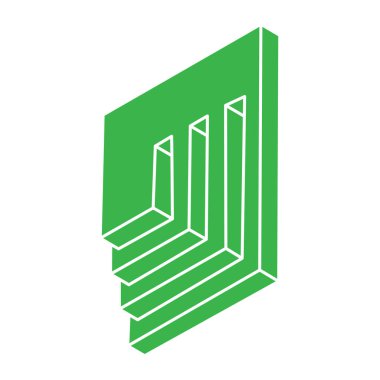 İmkansız şekil, optik illüzyon, vektör. Optik sanat objesi. Logo. Geometrik şekil. 