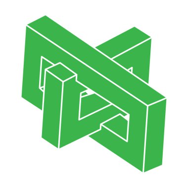 İmkansız şekiller. Logo. Kutsal geometri figürü. Optik yanılsama. Soyut sonsuz geometrik nesne. İmkansız sonsuz özet. Optik sanat. Beyaz arkaplanda imkansız geometri şekli.