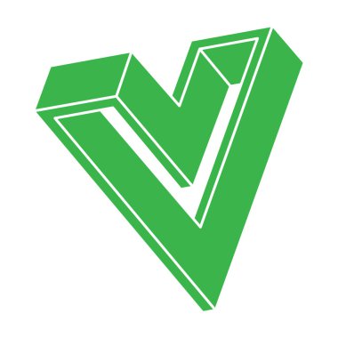 İmkansız şekiller, optik yanılsama, vektör. Optik sanat yeşili nesne. Logo. Geometrik şekiller. 