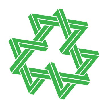 İllüzyon şekli. Üç boyutlu geometri. Optik illüzyon figürü. Kutsal geometri logosu. 