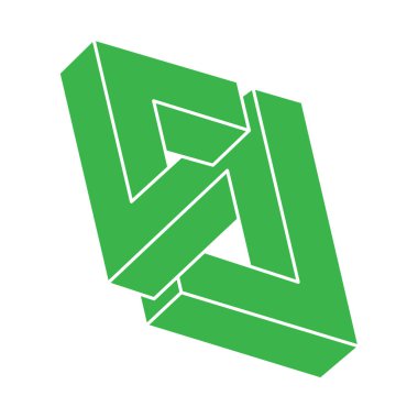 İllüzyon şekilleri. Üç boyutlu geometri objeleri. Optik illüzyon figürleri. Kutsal geometri logosu.