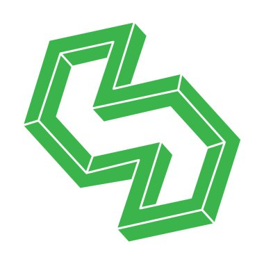 İmkansız şekiller. Kutsal geometri figürleri. Optik illüzyon logosu. Soyut sonsuz geometrik nesne. İmkansız sonsuz özet. Optik sanat. Beyaz arkaplanda imkansız geometri şekli.