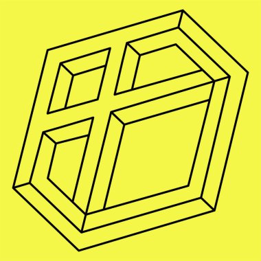 İmkansız şekiller. Kutsal geometri. Optik illüzyon figürleri. Soyut sonsuz geometrik nesne. İmkansız sonsuz özet. Satır sanatı. 