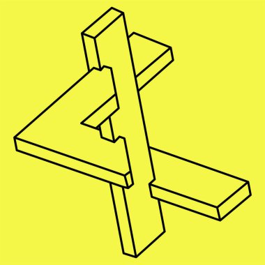 Optik illüzyon şekilleri. İmkansız nesneler. Optik sanat figürleri. Çizgi çalışması. Geometri. 