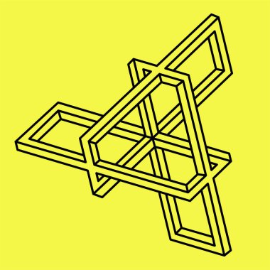 İmkansız figür, sarı arka planda grafik yanılsaması. 