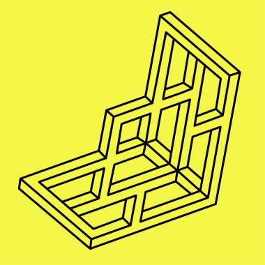 İmkansız bir şekil. Sarı arka planda izole edilmiş bir resim. 