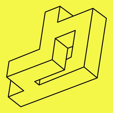 Optik illüzyon şekilleri. İmkansız nesneler. Optik sanat figürleri. Çizgi çalışması. Gerçek dışı geometrik şekil. 