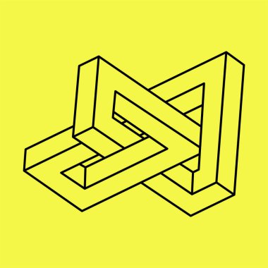 İmkânsız optik illüzyon şekli. Optik sanat objesi. İmkansız rakamlar. Çizgi çalışması. Geometri şekilleri. 