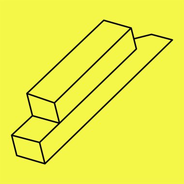 İmkansız şekiller. Kutsal geometri figürü. Optik yanılsama. Soyut sonsuz geometrik nesne. Sarı arka planda imkansız geometri şekli. 