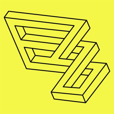 Optik illüzyon şekilleri. 3 boyutlu geometrik sonsuzluk döngüsü. İmkansız perspektif vektör logo şablonu. Op sanat objeleri. Kutsal geometri figürleri. 