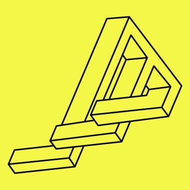 Geometrik şekilli optik illüzyon. İllüzyon geometrik sembolü. İmkansız yaratıcı sanat. Paradoks geometri vektör çizimi. Optik sanat. Satır sanatı. 