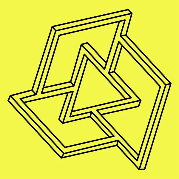İmkansız bir şekil. Web tasarım elemanı. Optik İllüzyon nesnesi. Çizgi tasarımı. Gerçekdışı geometrik şekiller. İşlem sanatı. 
