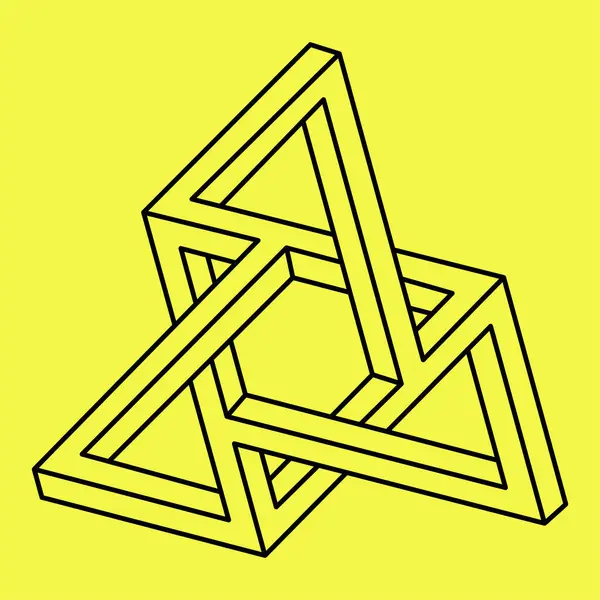 İmkânsız optik illüzyon şekli. Optik sanat objesi. İmkansız rakamlar. Kutsal geometri şekilleri. Satır sanatı. 