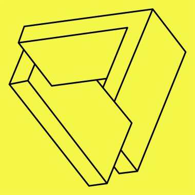 İmkânsız optik illüzyon şekli. Operasyon sanatı objesi. İmkansız rakamlar. Çizgi çalışması. Kutsal geometri. 