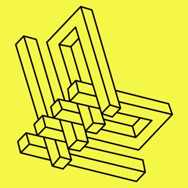 İmkansız bir şekil. Çizgi tasarımı. İmkansız bir rakam. Optik yanılsama objeleri. Operasyon sanatı. Geometri. 