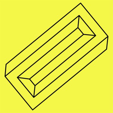 İmkansız nesneler. Optik illüzyon şekilleri. 3 boyutlu çizim vektörü. Gerçekdışı geometrik şekiller. Optik sanat nesneleri. 
